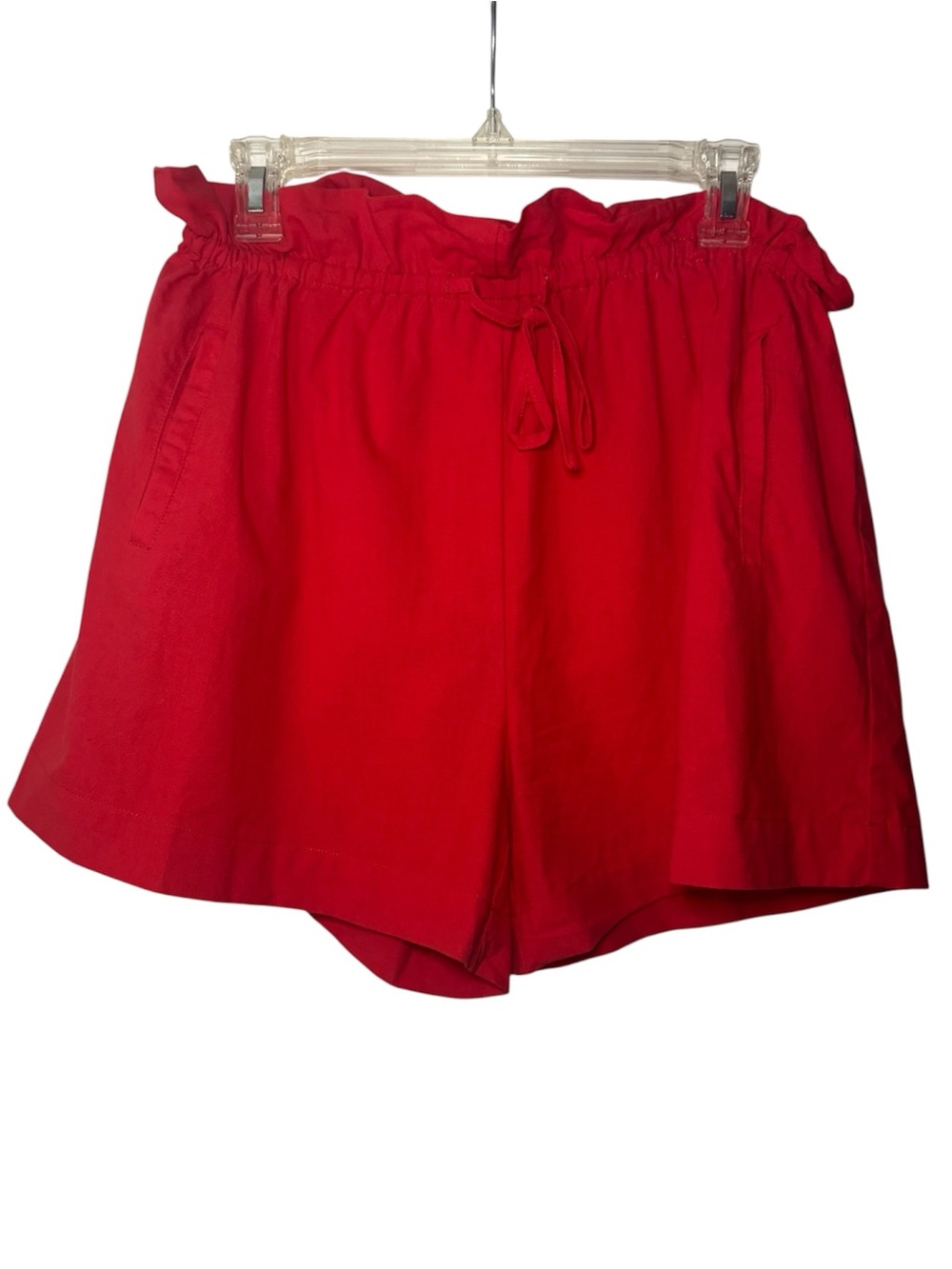 GeeGee Casual Paperbag Waist Red Drawstring Shorts